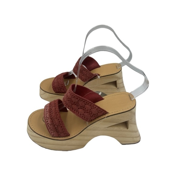 NWOT URBAN OUTFITTERS Geo-Wood Wedge Sandals Mauve 6 - Picture 8 of 11